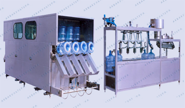 Автоматический моноблок розлива воды в 19 литровые бутыли производительностью 750 бут/час